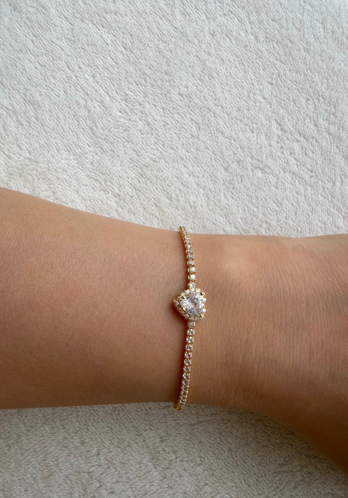 NIEUW Tennisarmband met hartje 925 zilver, Sieraden, Tassen en Uiterlijk, Ophalen of Verzenden, Nieuw, Goud