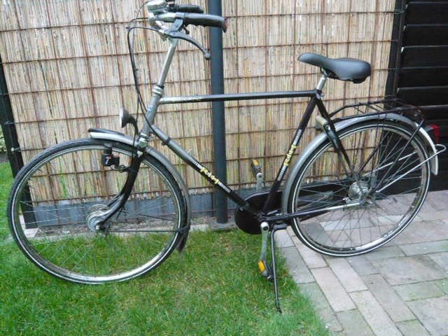Stevige rhi herenfiets 28inch rvs wielen, framehoogte 59c28", Fietsen en Brommers, Gebruikt, Versnellingen, 57 tot 61 cm, Trommelrem