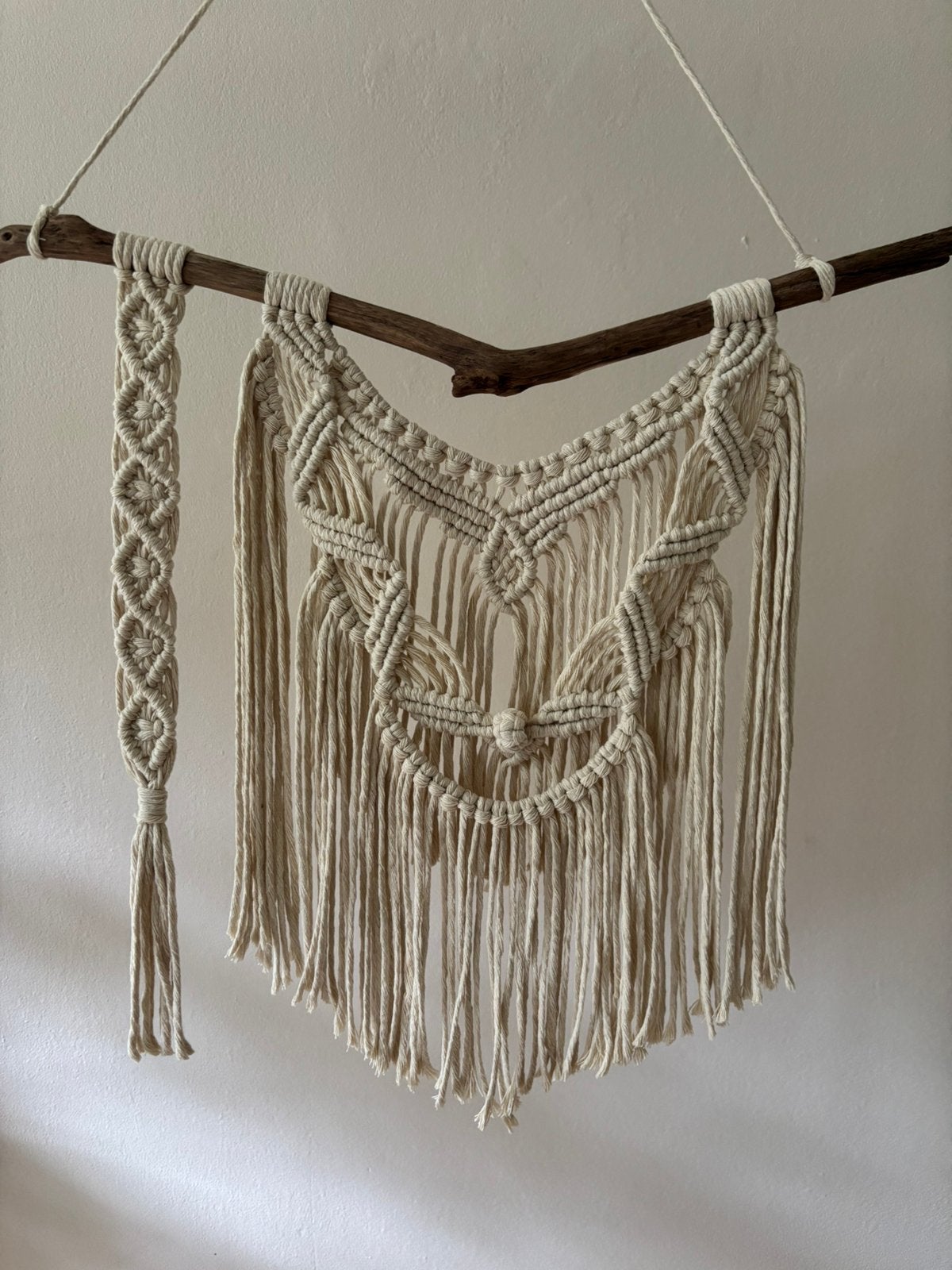 Handgemaakt macramé hanger, Eigen ontwerp, 45 cm, Nieuw, Natuurlijk materiaal