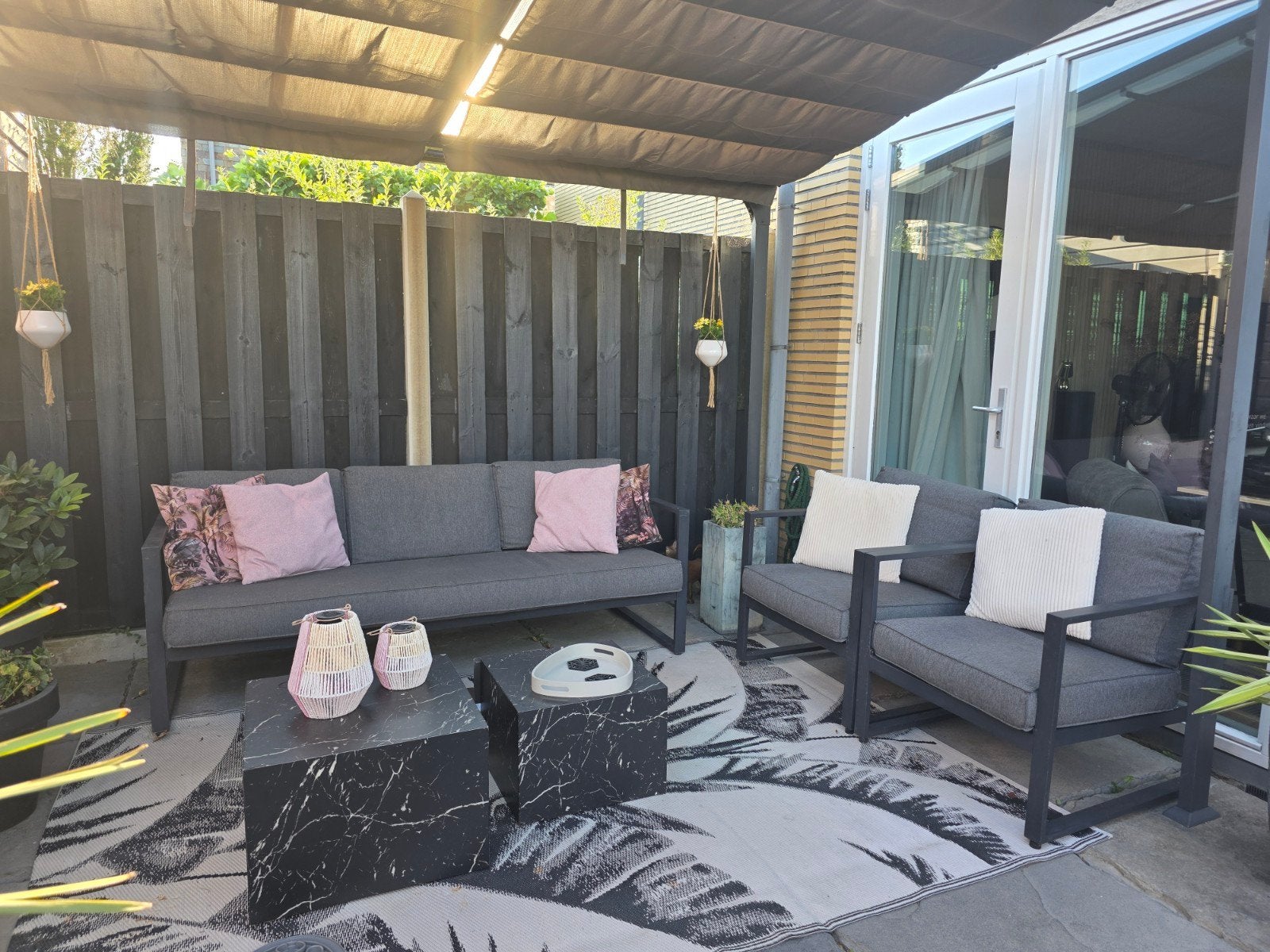 Jysk VONGE Loungeset 5-persoons antracietkleurig, Tuin en Terras, Ophalen, 5 zitplaatsen, Gebruikt, Aluminium