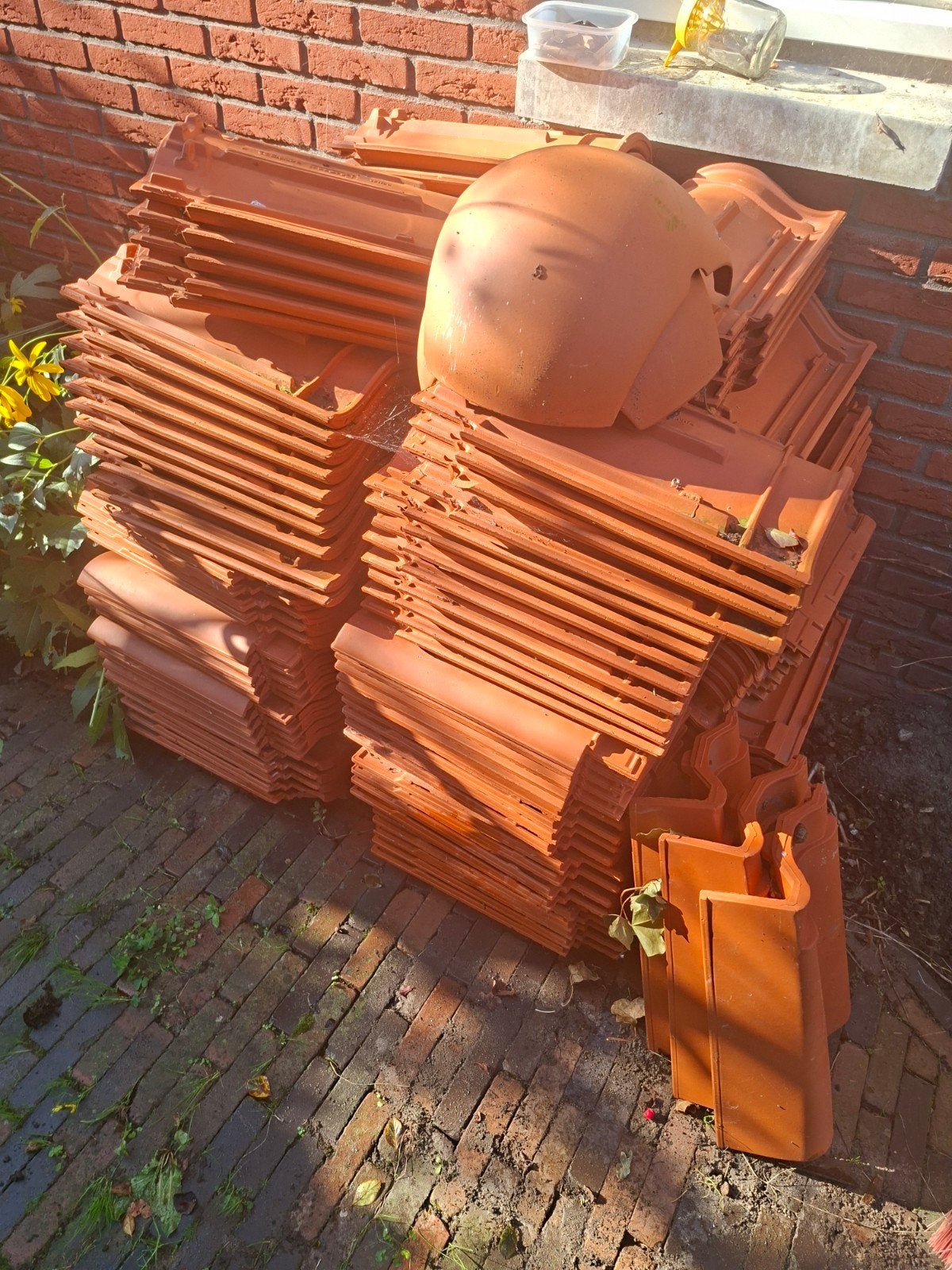 Partij dakpannen en vorsten Weinberger Vario Naturel, Ophalen, Steen of Klei, Nieuw, 15 m² of meer