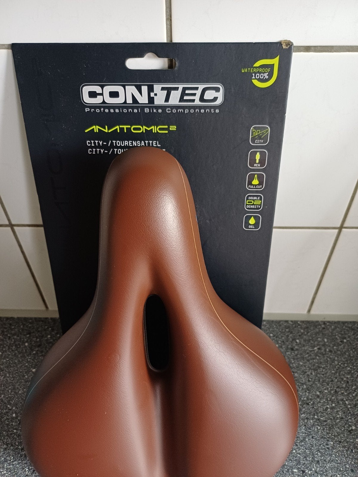 Con-Tec Anatomic 2 City/Touring heren Zadel - Bruin, Fietsen en Brommers, Con-Tec, Stadsfiets, Kunststof, Ophalen of Verzenden