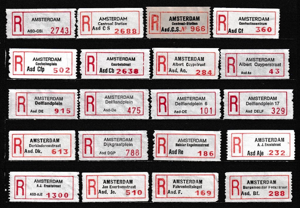80 Verschillende Aantekenstrookjes  (8), Postzegels en Munten, Postzegels | Nederland, Verzenden, Na 1940, Gestempeld