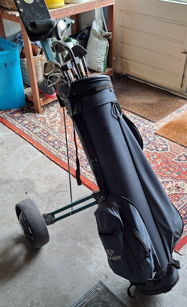Inklapbare golfkar met complete set clubs.., Ophalen, Gebruikt, Golfkar