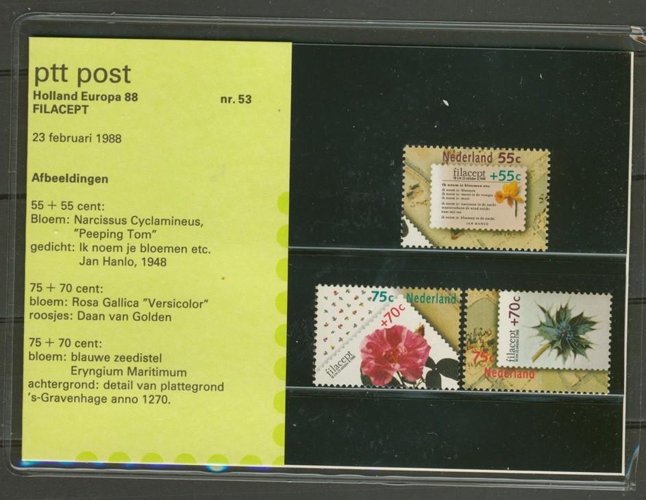 PTT Post Postzegelmapje M53 1988 Holland Cup zegels p-53, Ophalen of Verzenden, Na 1940, Postfris