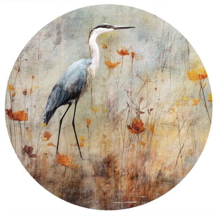 Decoratie Muurcirkel – Behangcirkel - Muursticker Reiger, Verzenden, Nieuw, Wandcirkel