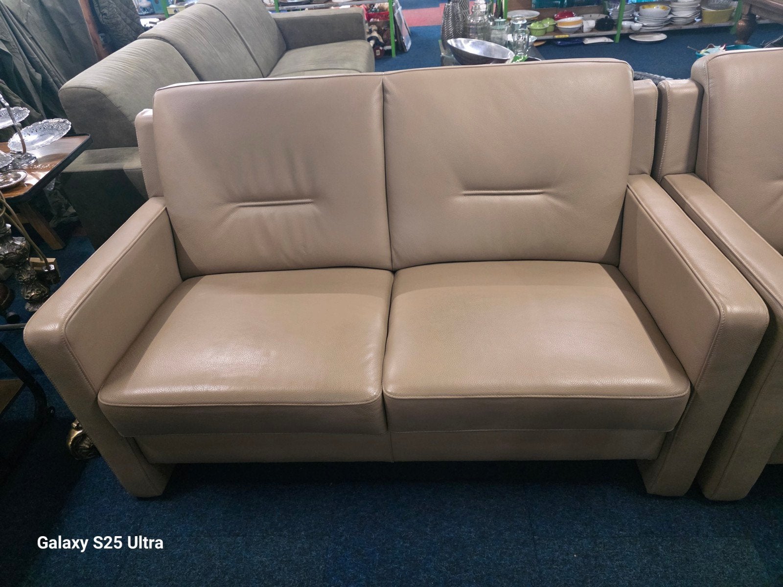 Leren bankstel: 2x fauteuil en 1x tweezitsbank, Gebruikt, 150 tot 200 cm, Tweepersoons, Ophalen of Verzenden