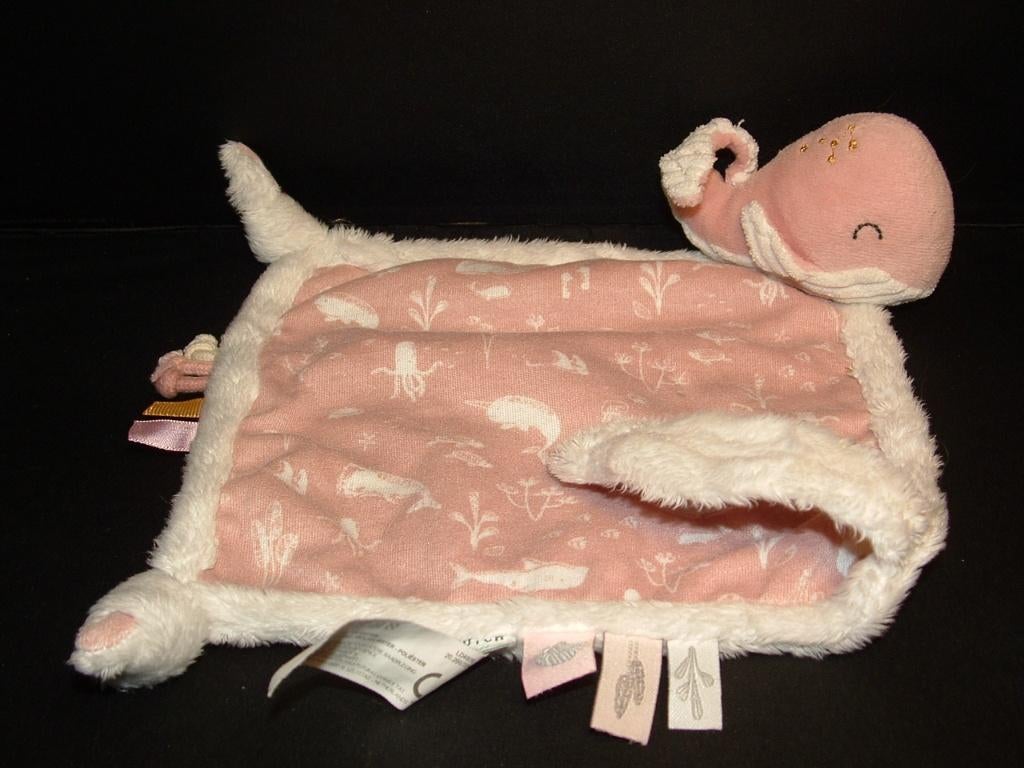 LITTLE DUTCH WALVIS OCEAAN KNUFFELDOEK VELOURS ROZE MET, Kinderen en Baby's, Speelgoed | Knuffels en Pluche, Ophalen of Verzenden