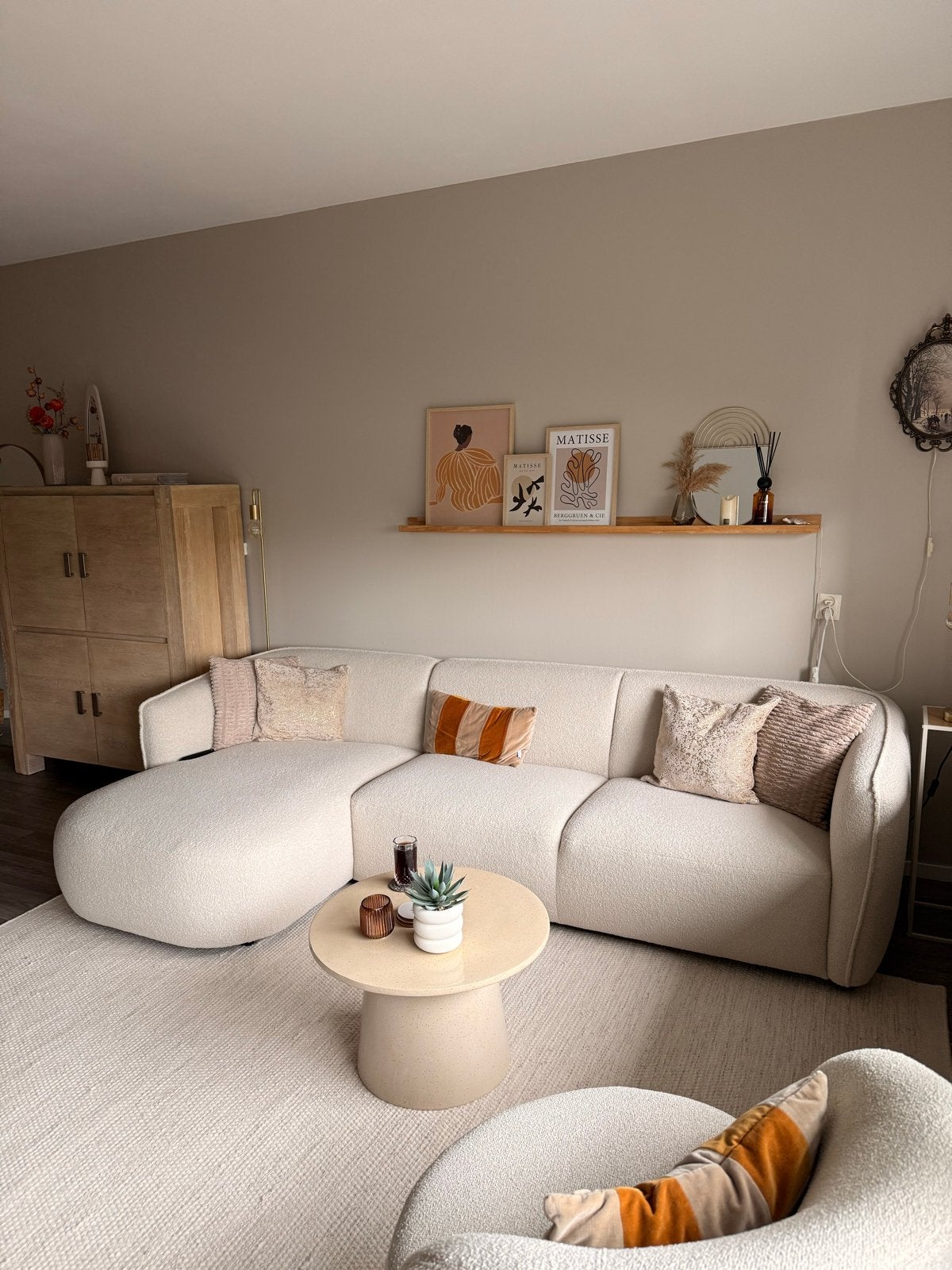 Salontafel Japandi minimalistisch, Huis en Inrichting, Overige materialen, Rond, Zo goed als nieuw, 50 tot 100 cm