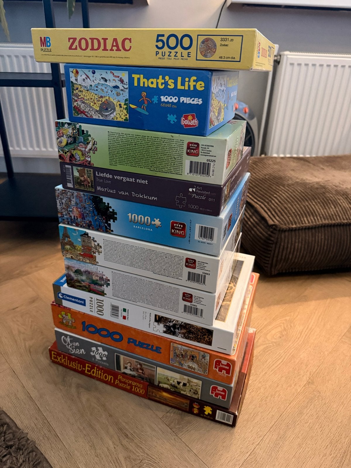 Diverse puzzels: 10x 1000 stukjes, 1x 500 stukjes, Ophalen, 500 t/m 1500 stukjes, Gebruikt, Legpuzzel