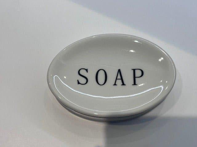 Decoratief Zeepbakje SOAP van Aardewerk – Als Nieuw!!!, Huis en Inrichting, Ophalen of Verzenden, Zo goed als nieuw, Wit, Zeepdispenser/zeepbakje