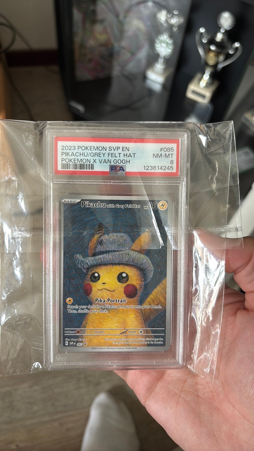 Pikachu With Grey Felt Hat (promo) PSA 8, Ophalen, Zo goed als nieuw