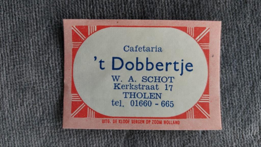 Luciferetiket, Tholen Cafetaria "'t Dobbertje", Verzenden, Zo goed als nieuw, Luciferdoosjes of -merken