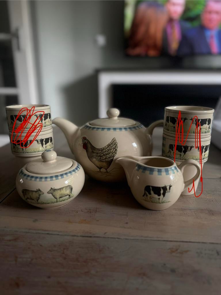 Jet ter steeg thee servies boerderij dieren, Ophalen of Verzenden