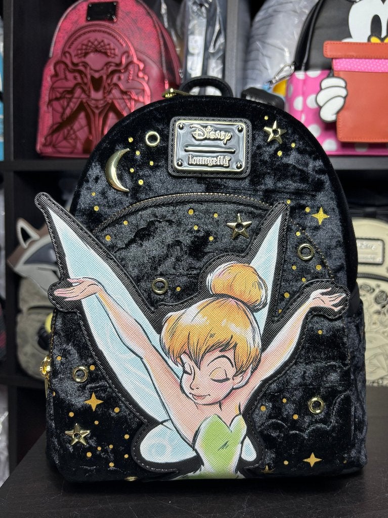 Loungefly Disney Tinker Bell Pixie Dust Velvet Mini Backpack, Verzamelen, Disney, Nieuw, Tas, Koffer of Zak, Peter Pan of Pinokkio