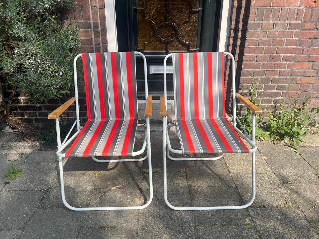 Vintage kampeerstoelen klapstoelen vouwstoele 1980 set/2, Ophalen of Verzenden, Gebruikt