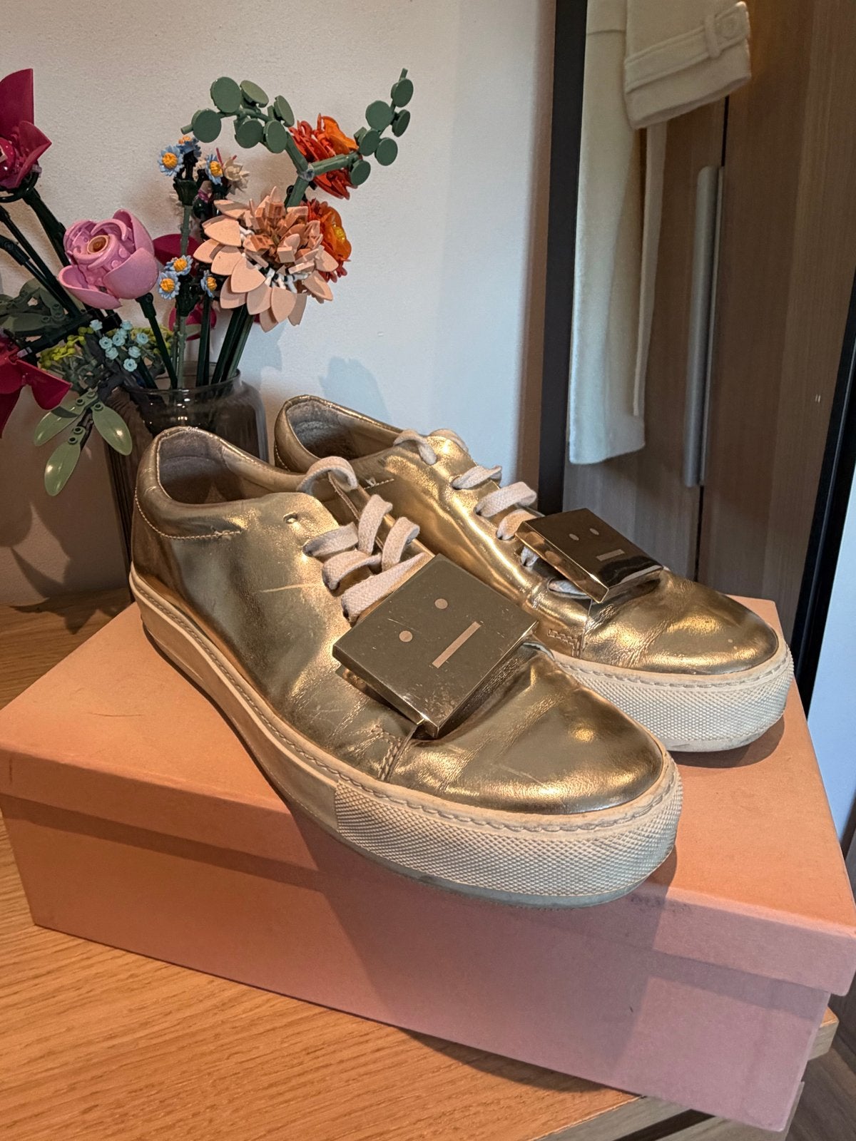 Acne Studios Sneakers Maat 41 Leer Goud, Ophalen of Verzenden, Gedragen, Overige kleuren, Sneakers of Gympen