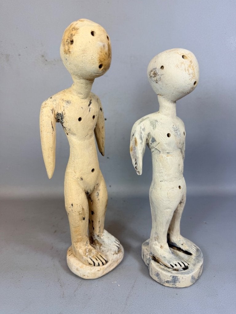 260952 - 2 Old Afrikaans Rare Prampram sculptures - Ghana, Ophalen of Verzenden