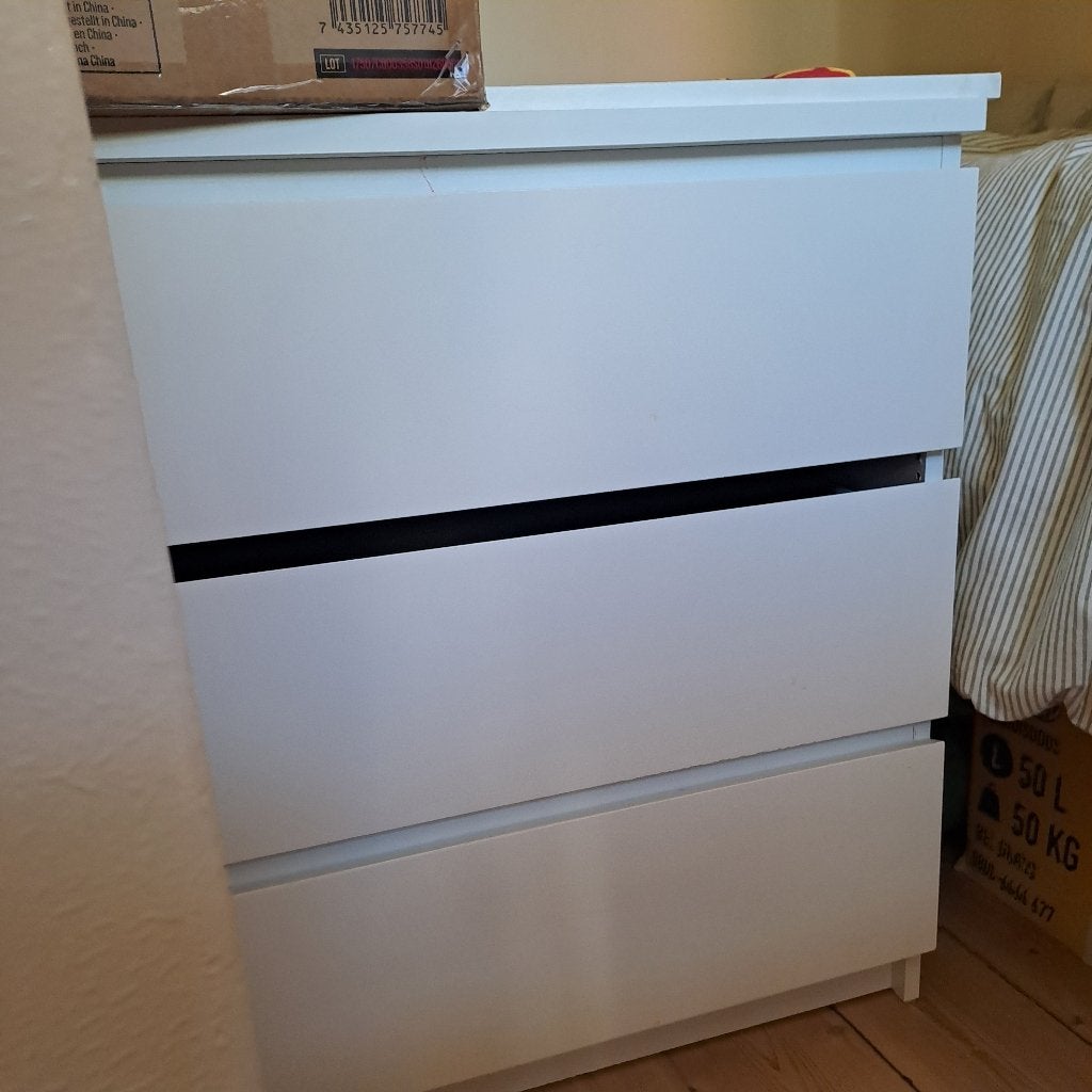 witte IKEA MALM ladekast - 3 lades -, Ophalen, Overige materialen, Gebruikt, 50 tot 100 cm