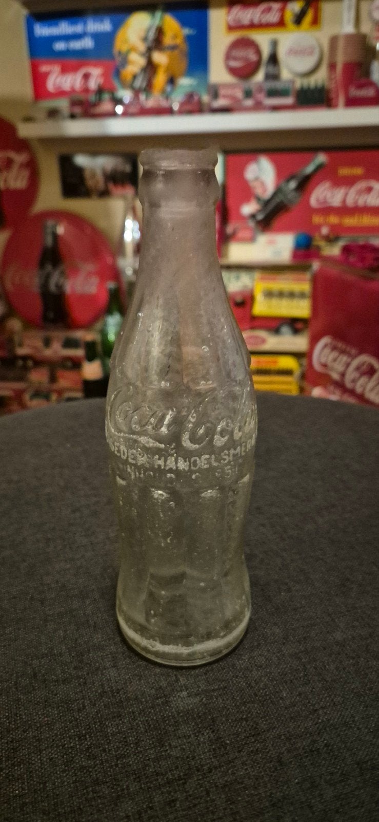 Vintage, glazen, Nederlandstalig Coca-Cola flesje / Fifties, Ophalen of Verzenden, Gebruikt, Verpakking