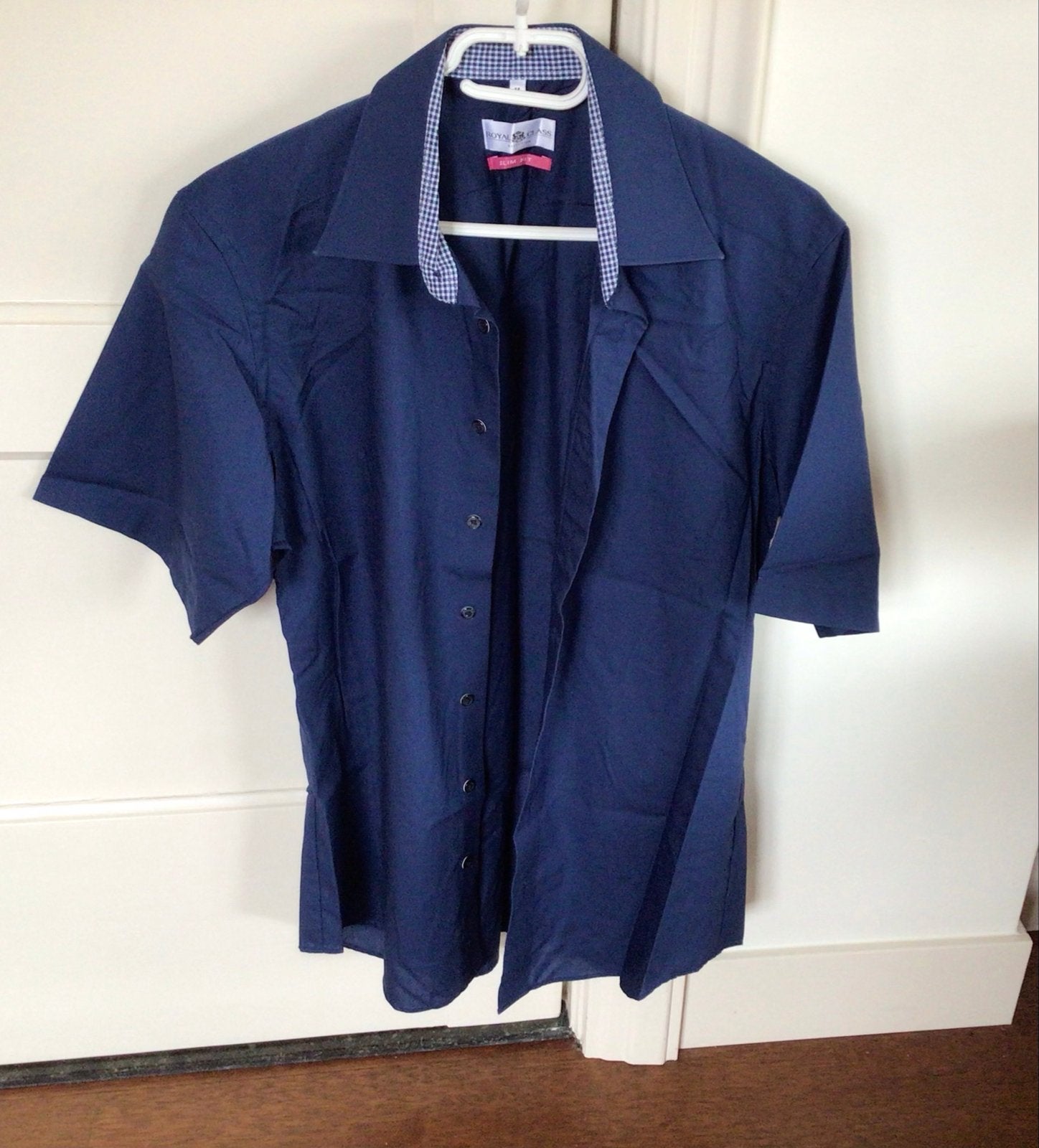 Royal Class Slim Fit Overhemd Korte Mouw Maat M, Kleding | Heren, Ophalen of Verzenden, Nieuw, Blauw, Halswijdte 39/40 (M)