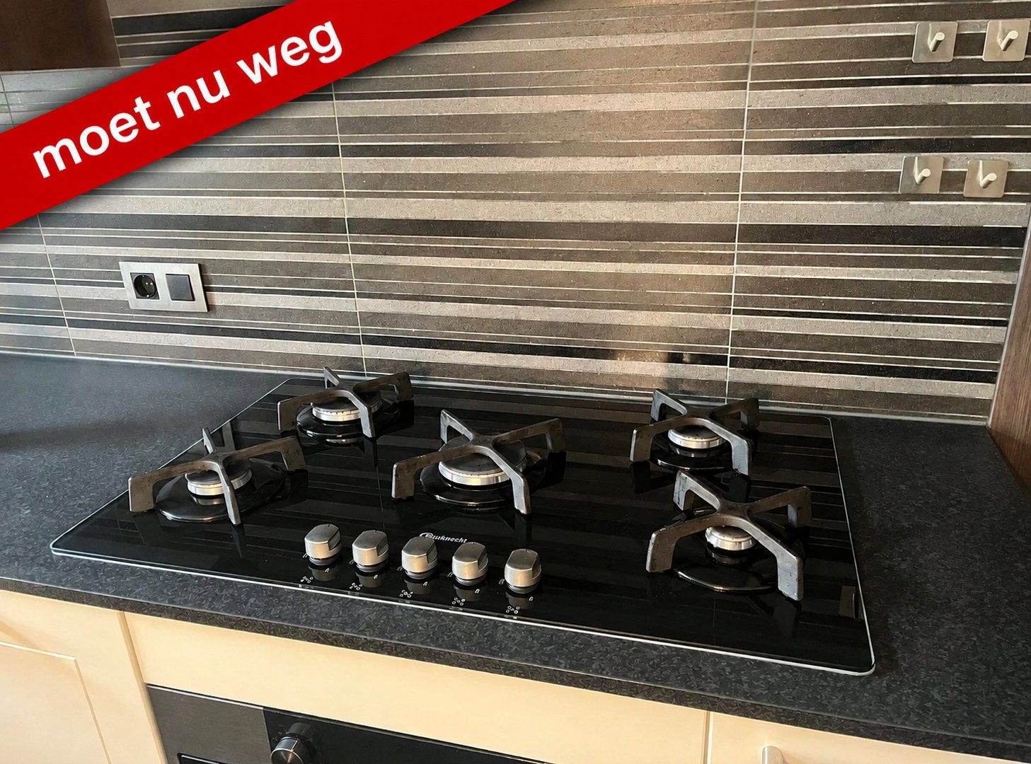Bauknecht 5-pits gaskookplaat - DESIGN GAS OP GLAS /moet weg, Witgoed en Apparatuur, Kookplaten, Ophalen, Gebruikt, Inbouw, Gas