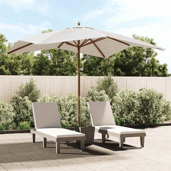 Parasol met houten paal 300x300x273 zandkleur nieuw in doos, ., Nieuw, Ophalen of Verzenden, Waterdicht