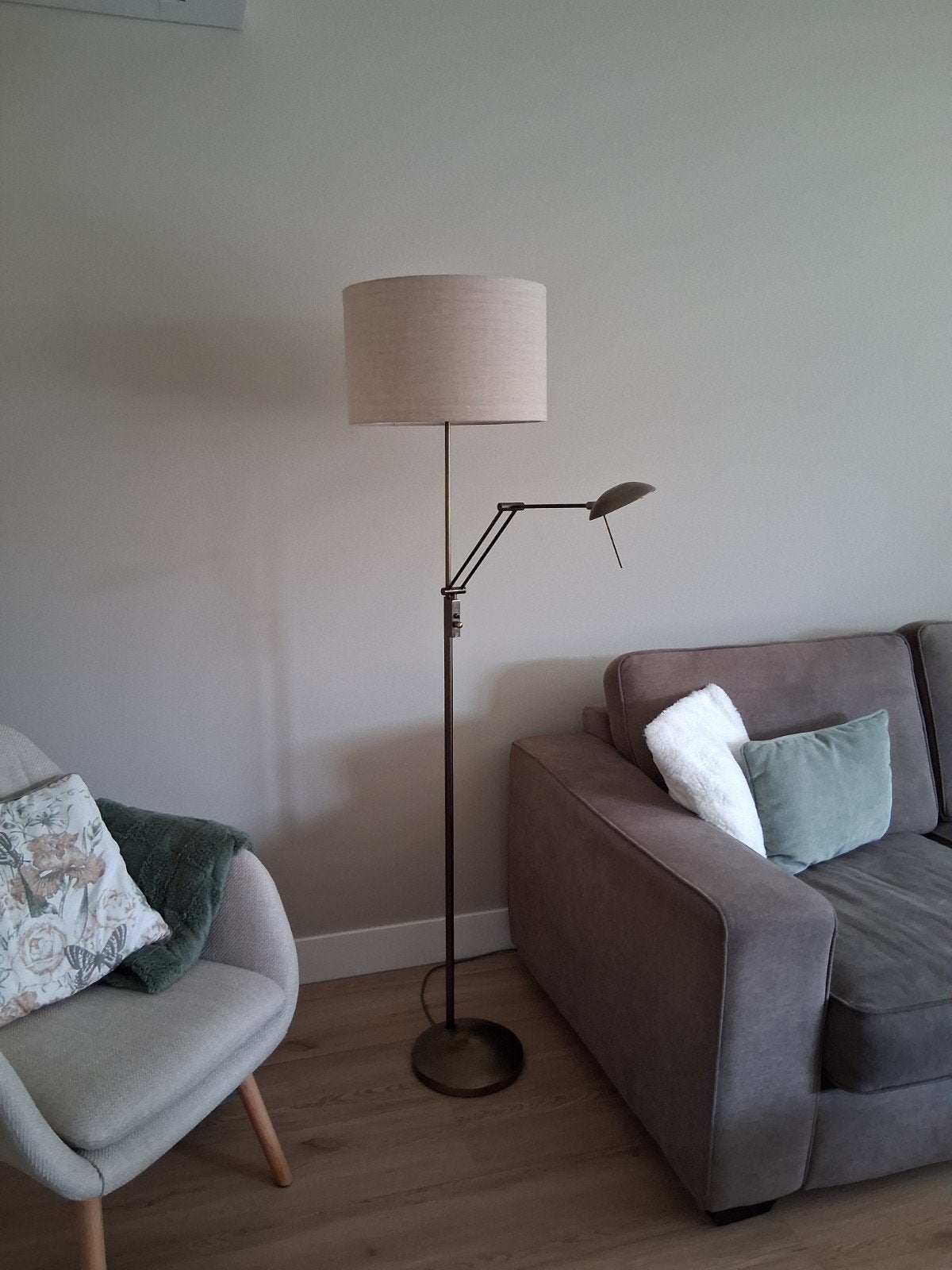 Vloerlamp messing voet., Ophalen, Gebruikt, Minder dan 100 cm