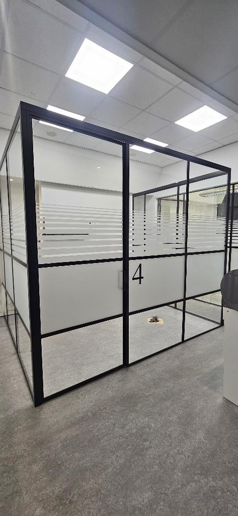2 x stalen binnen wand/pui/kamer met glas PERFECTE staat, Ophalen, 160 cm of meer, Zo goed als nieuw, Glasplaat