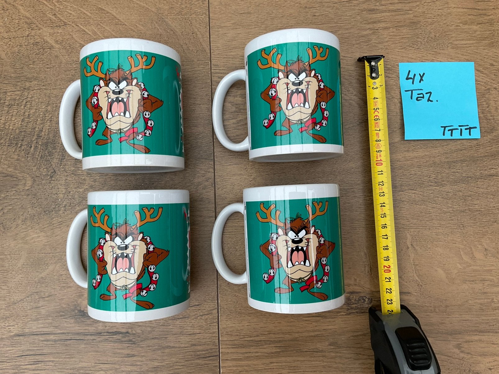 4 nieuwe Looney Tunes Tazmanian Devil mokken bekers, Verzamelen, Ophalen, Overige figuren, Nieuw, Gebruiksvoorwerp