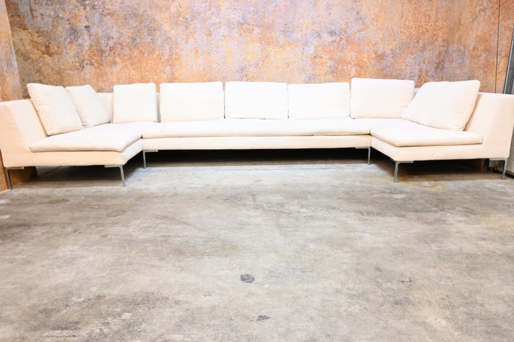IZGS cremekleurige stof B&B Italia Charles design hoekbank, Huis en Inrichting, Banken | Bankstellen, Zo goed als nieuw, Hoekbank