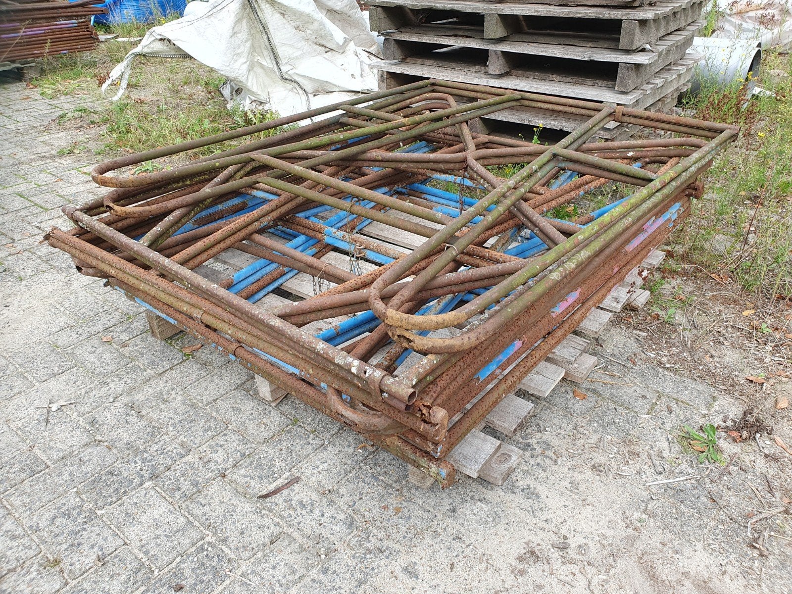 7 st redelijk gebruikte metsel schragen schraag 135 cm hoog, Ophalen, Gebruikt
