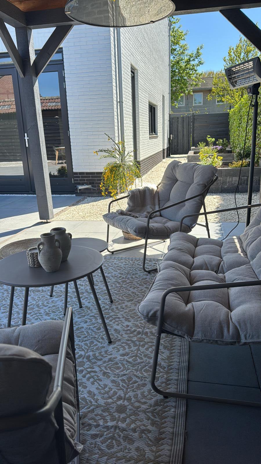 Beige 2 persoons Scandinavisch loungeset zgan, Ophalen of Verzenden, Zo goed als nieuw, Aluminium, Bank