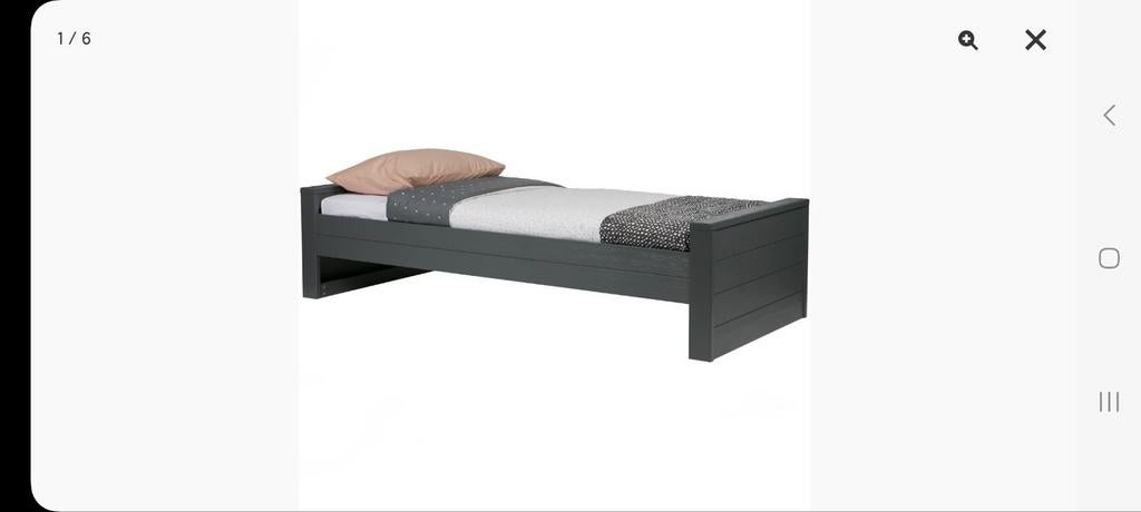 WoooD Bed Dennis met nachtkastje - Grijs Hout, Ophalen, Gebruikt, Minder dan 45 cm, 70 cm of meer