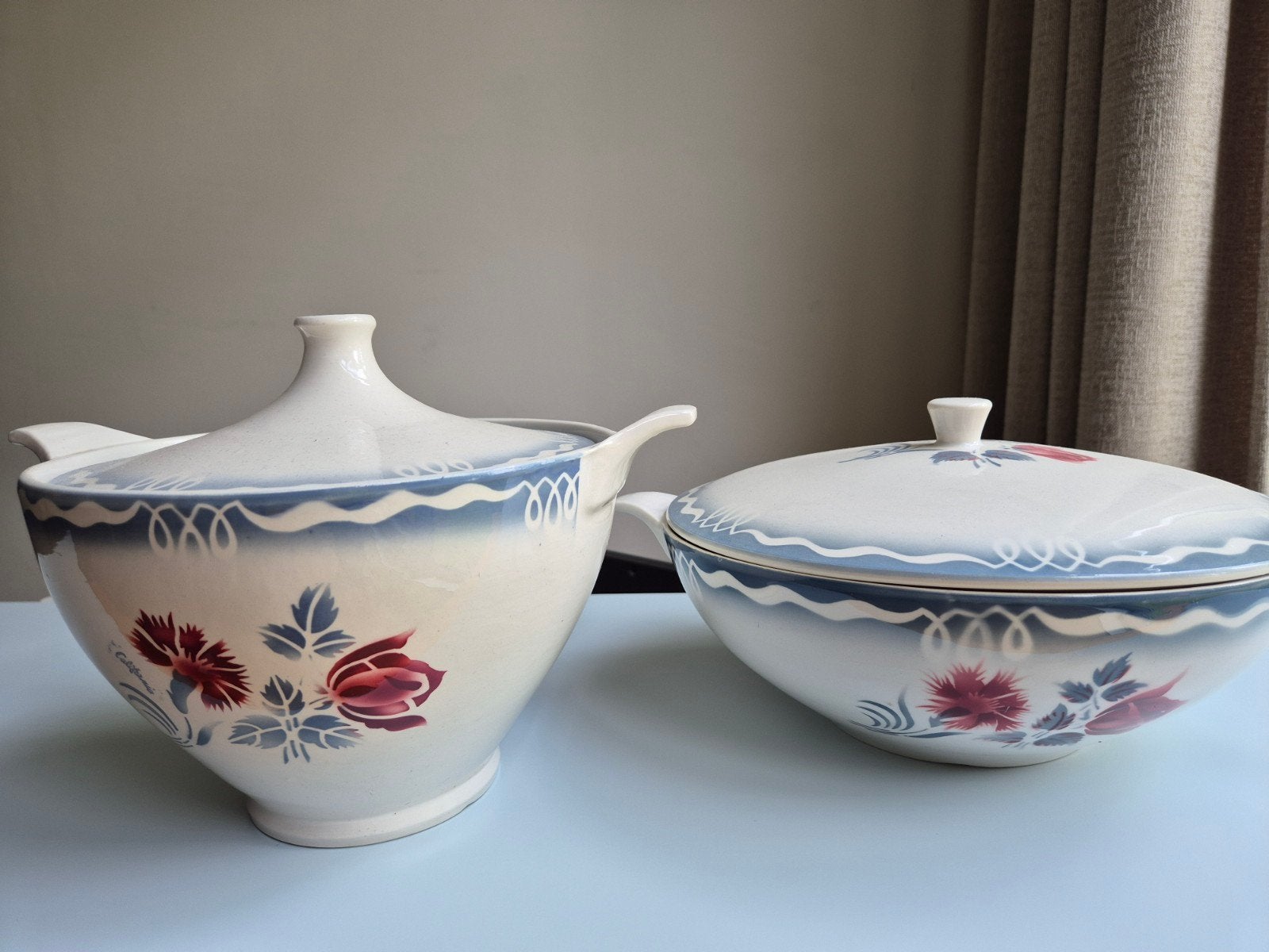 2 dekschalen Fleurs de Digoin, Ophalen, Overige merken, Keramiek, Overige stijlen