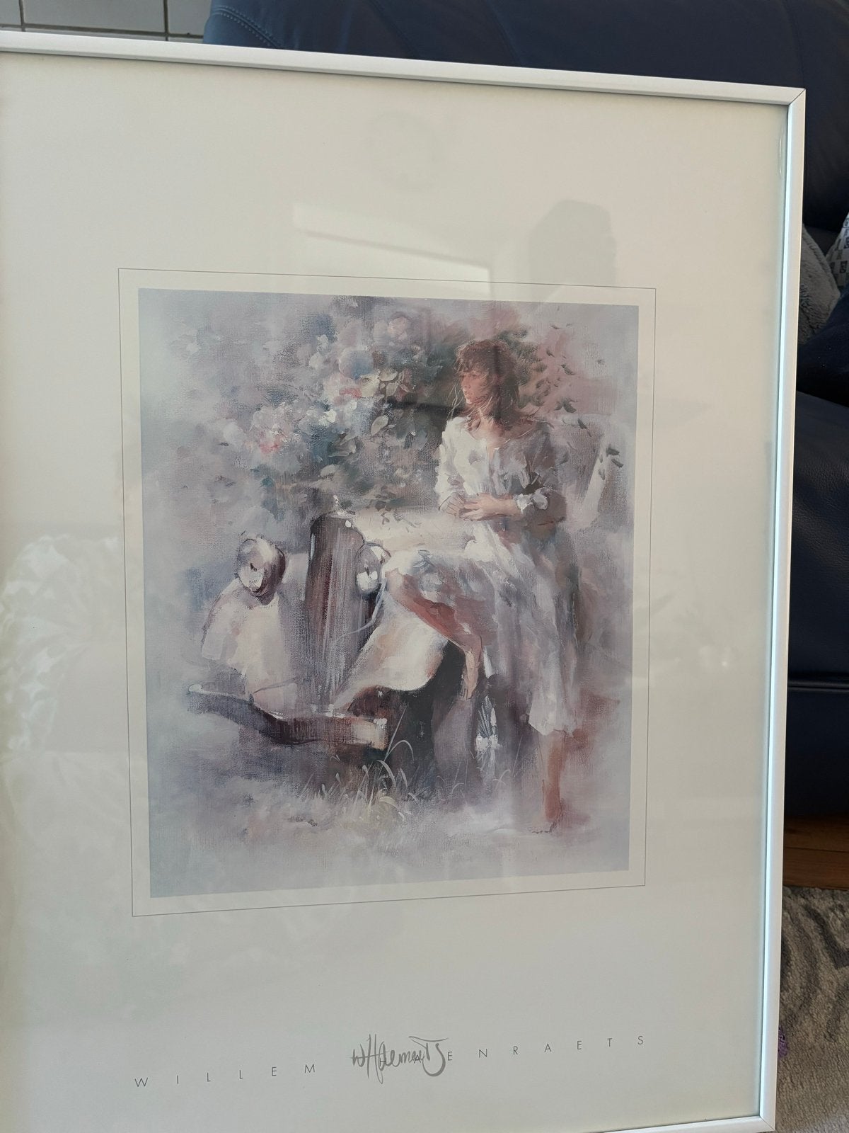 Willem Haenraets - Vrouw bij auto - Ingelijste print, Antiek en Kunst, Kunst | Schilderijen | Klassiek, Portret of Personen, Impressionistisch