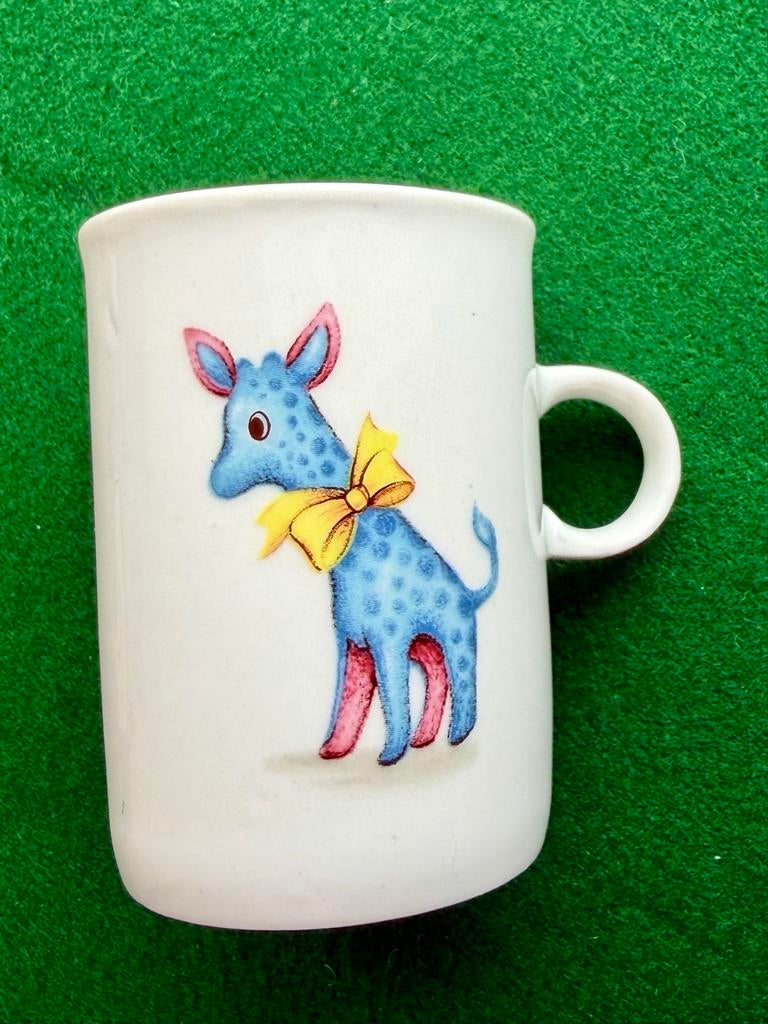 Vintage Eversberg West-Germany Kinderbeker met Giraf, Gebruikt, Keramiek, Ophalen of Verzenden, Overige stijlen