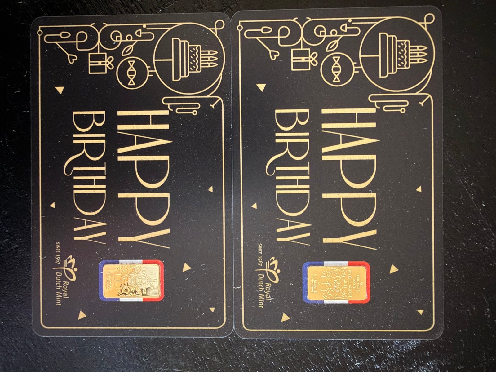 2x Happy Birthday Goudbaar 1 gram - Royal Dutch Mint, Ophalen of Verzenden, Goud