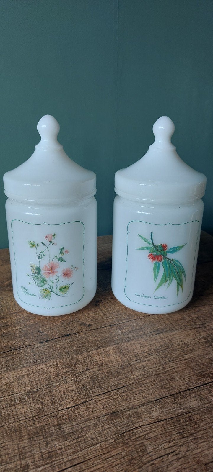 Vintage Melkglas Apothekerspotten - Set van 2, Ophalen of Verzenden
