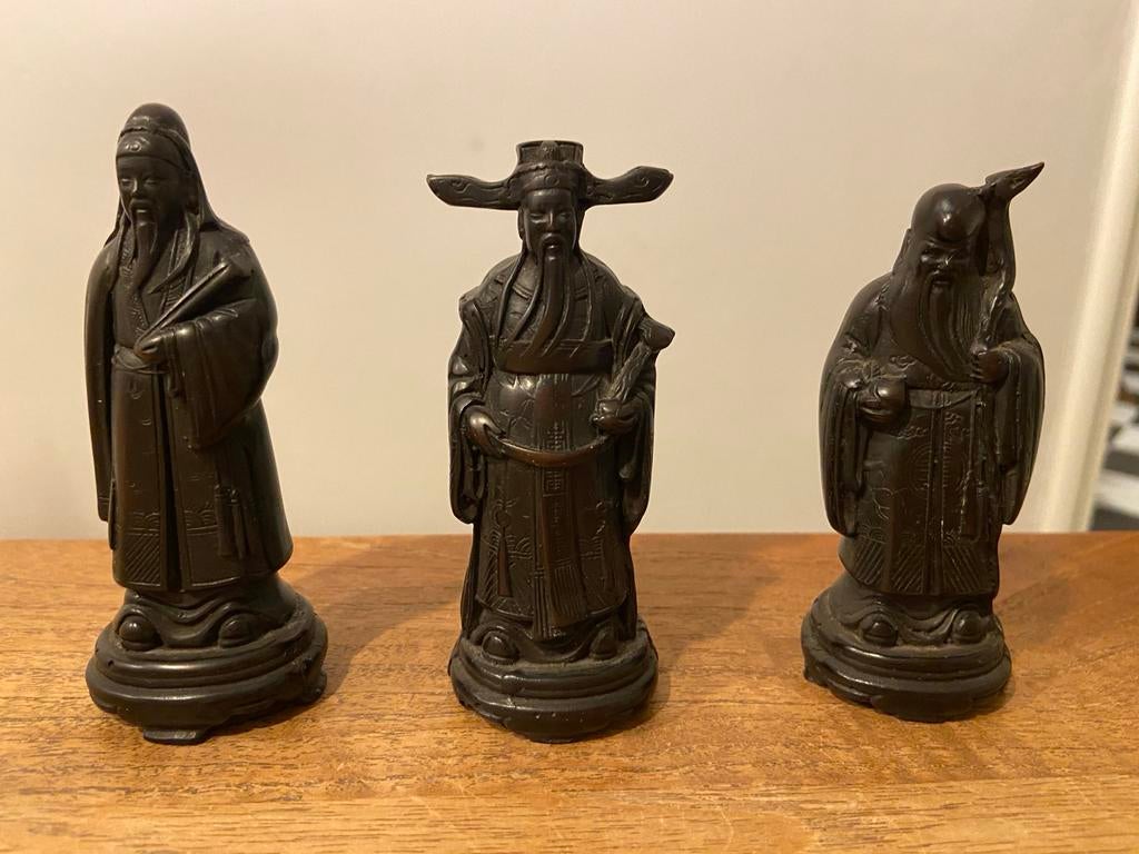 Set van 3 Chinese beeldjes - Fú Lù Shòu, Verzenden, Zo goed als nieuw