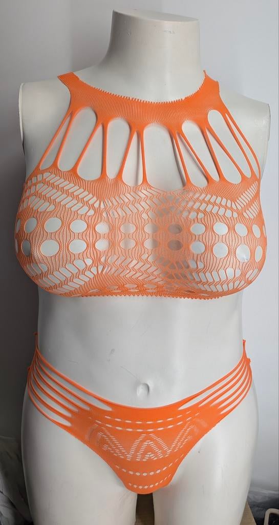 Neon Oranje Lingerie Setje - Stretchy & Comfortabel, Oranje, Ophalen of Verzenden, Onbekend, Setje