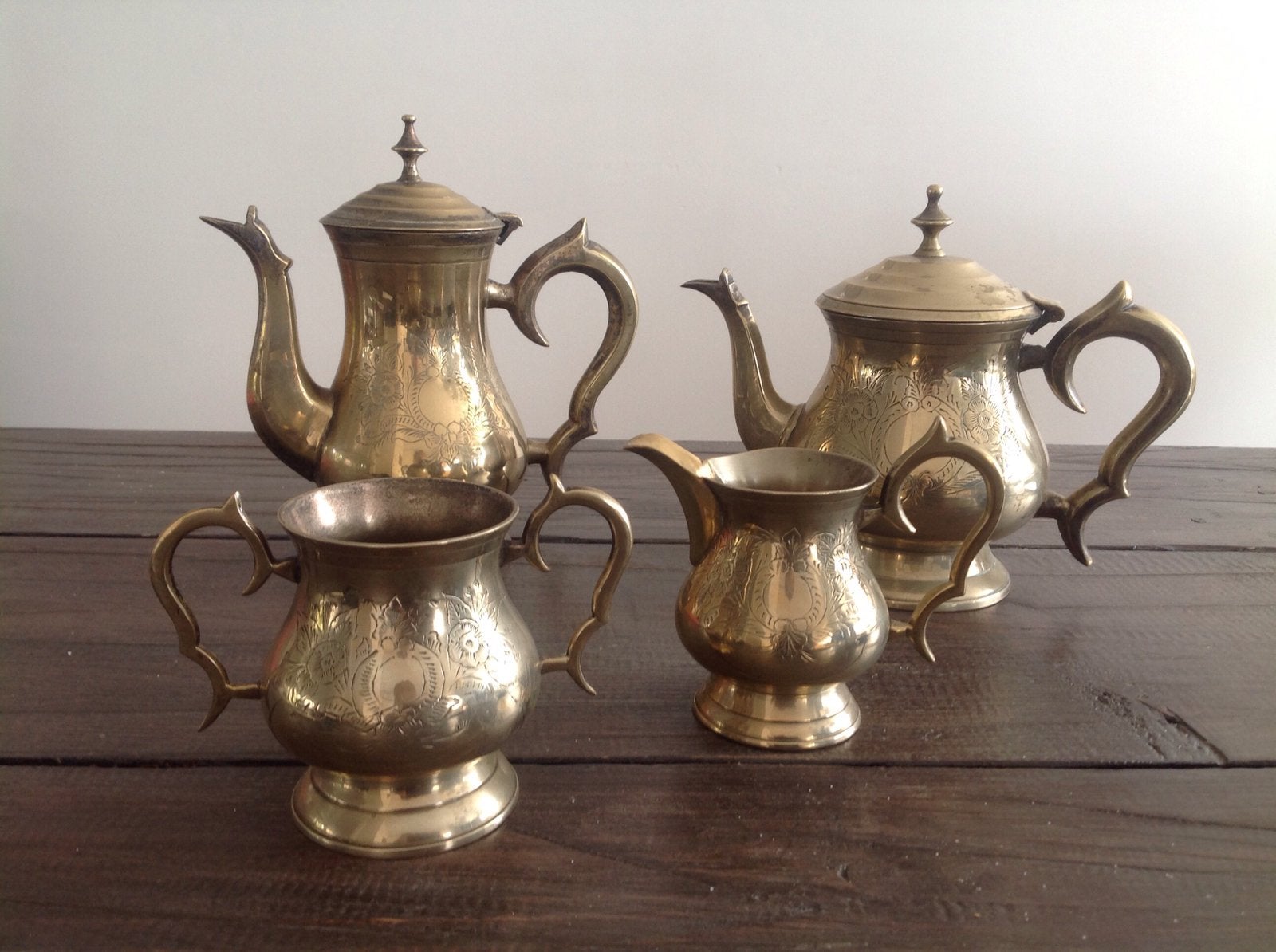 Brocant koffie/theestel met gravering, Ophalen