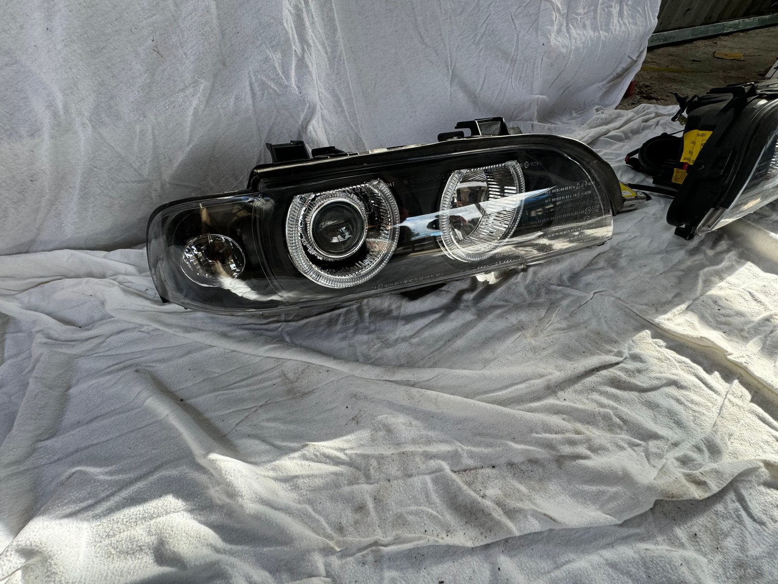 BMW E39 Koplampen met Angel Eyes, Auto-onderdelen, Verlichting, Ophalen of Verzenden, Gebruikt, BMW