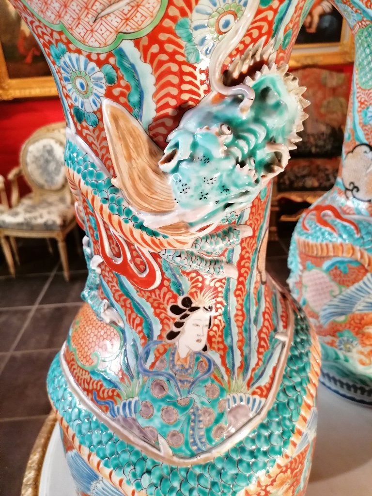 paar bijzondere japanese vazen 61 cm midden 19e eeuw 1850, Ophalen