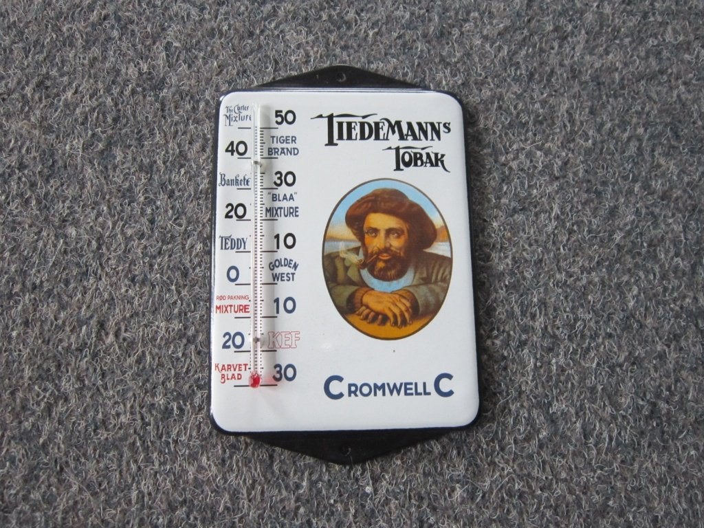 TIEDEMANNS EMAILLE THERMOMETER, Ophalen, Zo goed als nieuw, Reclamebord