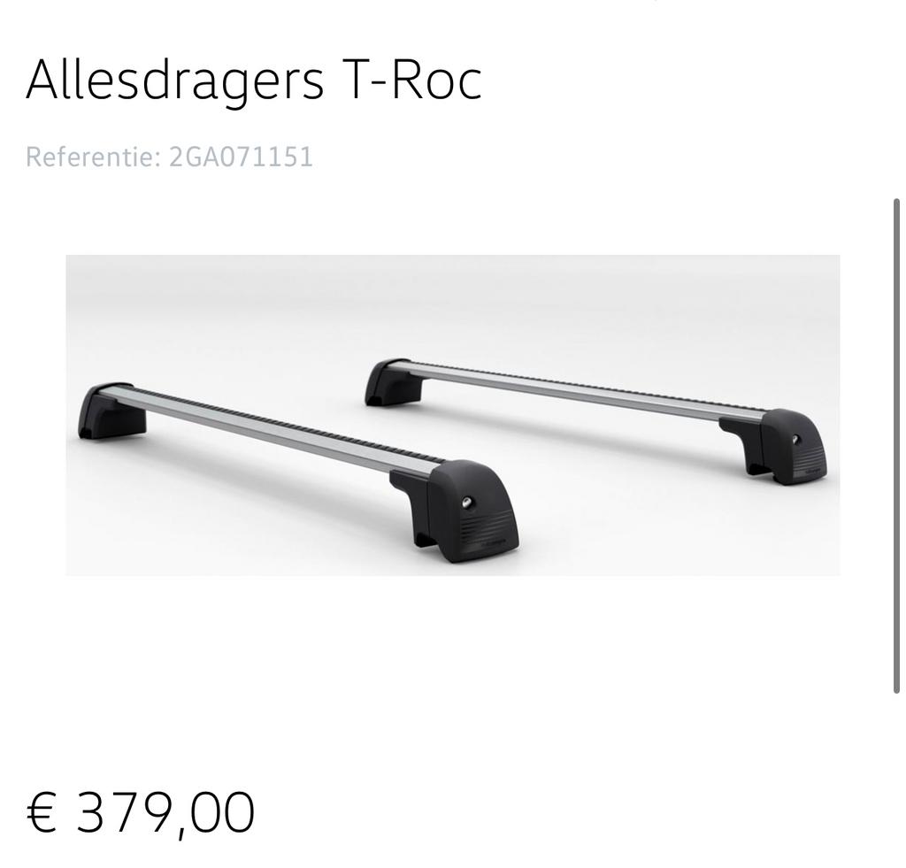 T-Roc allesdragers origineel VW, Ophalen of Verzenden, Zo goed als nieuw