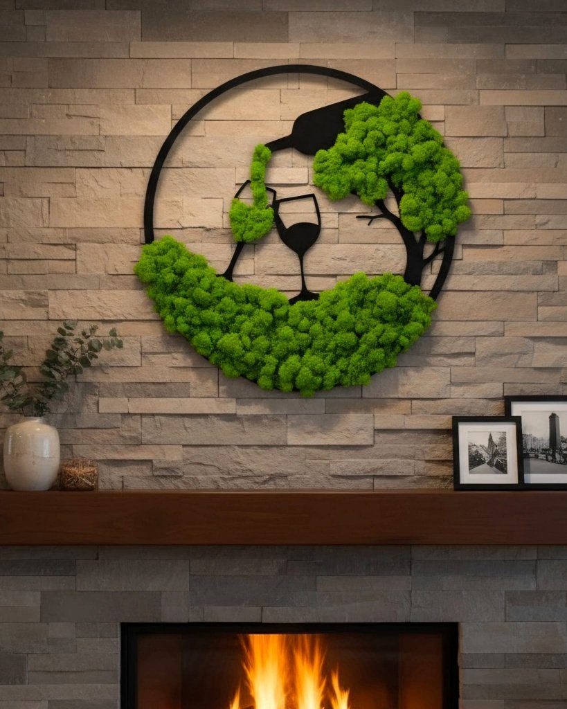 Mosschilderij - Château de Mousse – Natuurlijk Rendiermos, RBS decoraties en graveerwerk, Schilderij, Meerkleurig, Nieuw