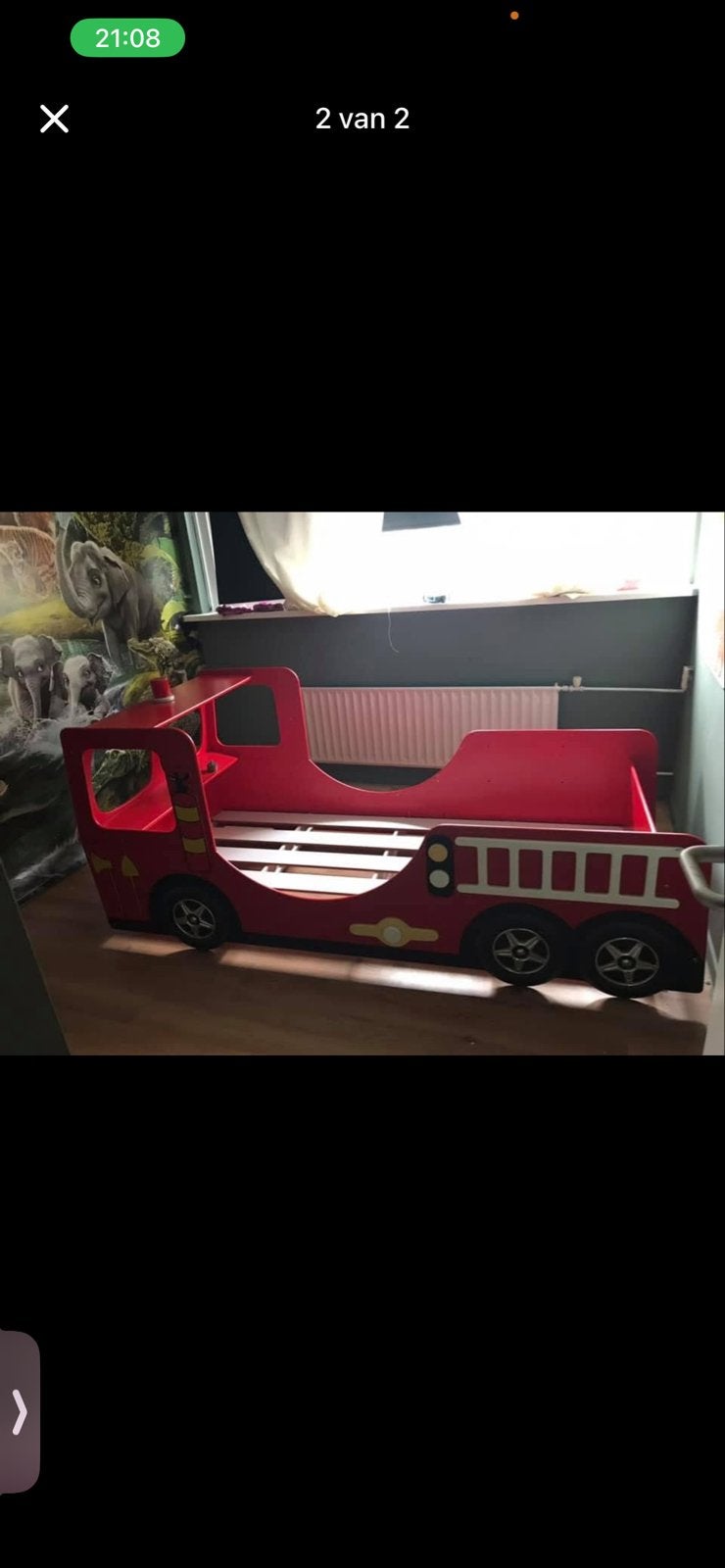 Brandweerauto kinderbed met lattenbodem, Kinderen en Baby's, Kinderkamer | Bedden, Ophalen, Gebruikt, 70 tot 85 cm, Lattenbodem