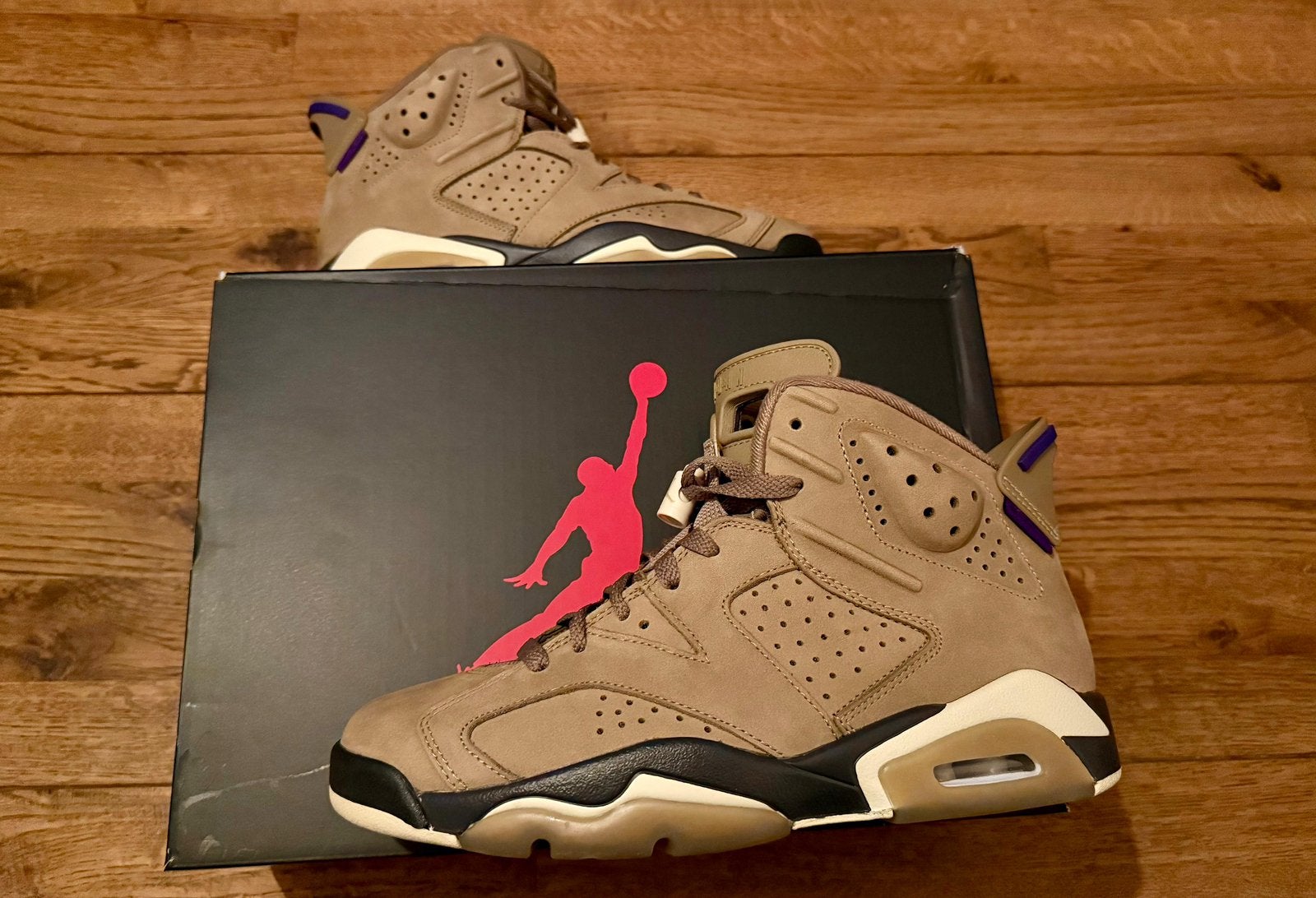 Air Jordan 6 Retro Gore-Tex Brown Kelp, Bruin, Ophalen of Verzenden, Sneakers of Gympen, Zo goed als nieuw