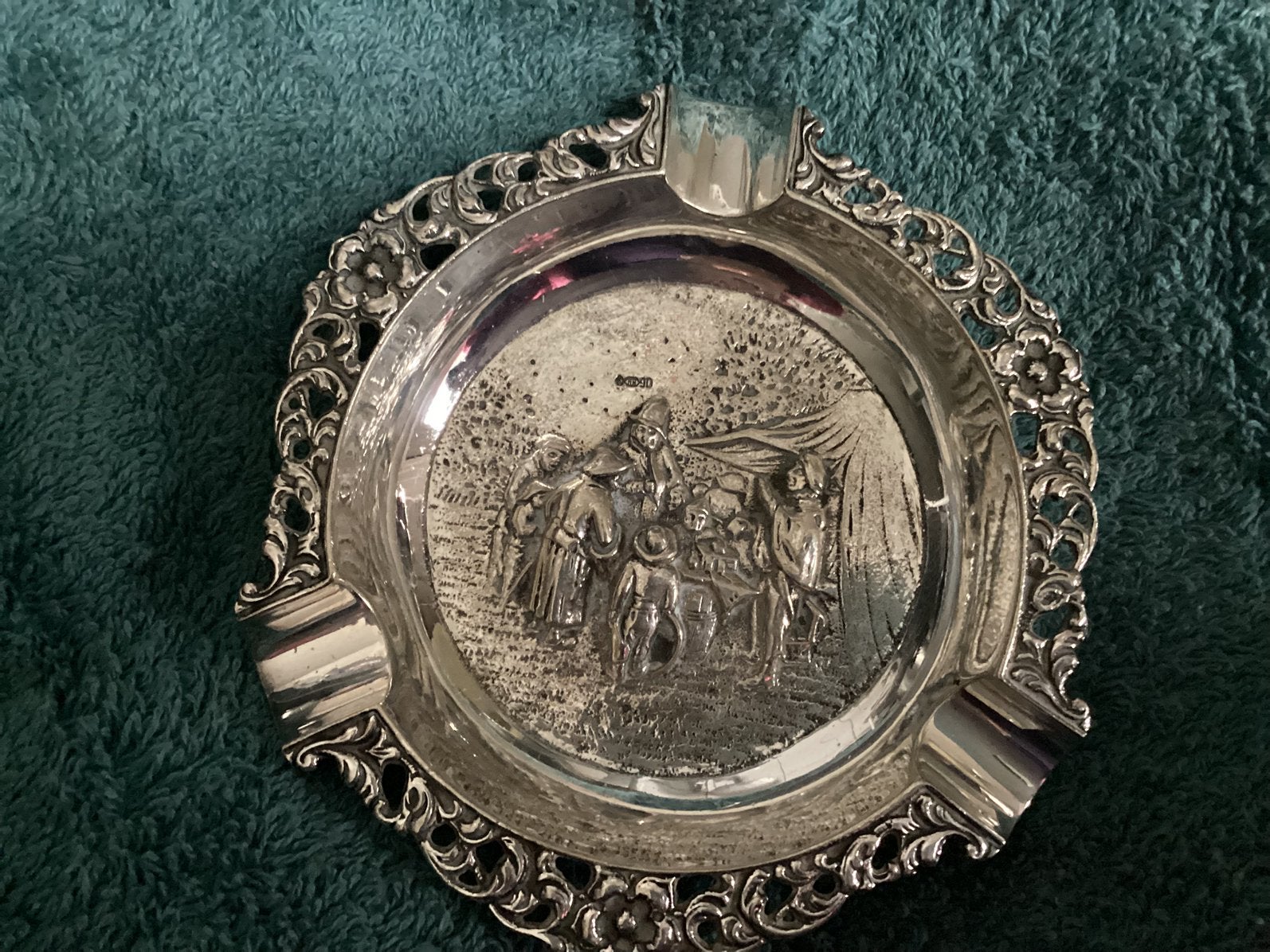 Verzilverde vintage asbak, Ophalen of Verzenden, Zilver